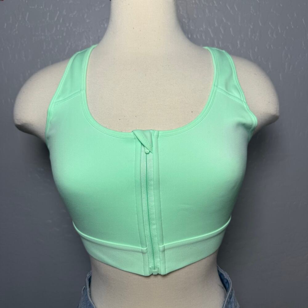 Fabletics Front Zip High Impact Sports Bra Sugared Lime Neon Green Small S Gym